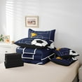 thumbnail image 6 of Feelyou Cartoon Soccer Boys Bedding Comforter Set 7 Pieces, Eat Sleep Sport Full Bedding Set, Football Rugby Game Reversible Fitted Sheet Flat Sheet, Ultra Soft Bedroom Decor, 6 of 8