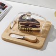 thumbnail image 4 of FHBVT Glass Box Cake Dessert Storage Box Cheese Butter Display Tray Wooden Base Elegant Serving Container Home Kitchen Tabletop Party Buffet Holiday Storage Essential Multipurpose Tray, 4 of 6