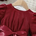thumbnail image 4 of MXIEZI Toddler Girls Fall Winter Long Sleeve Princess Party Dress Velvet Bowknot Tulle Sundress Christmas for 1-7 Years old, 4 of 9