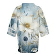 thumbnail image 4 of JULMCOMO Plus Size Womens Tops Floral Print Draped Kimono Cardigan Lace 3/4 Sleeve Open Front Casual Line Cardigans Soft Outwear White S, 4 of 5