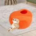 thumbnail image 4 of Casa acogedora para cachorros y gatitos, nido cálido, almohadilla antideslizante para dormir, alfombrilla lavable Naranja, 4 of 5