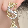 thumbnail image 7 of Mightlink 1 Pair Chinese Style Vintage Earrings Dragon Dangle Earrings Faux Pearl New Year Earrings Jewelry Gift, 7 of 7