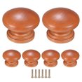 thumbnail image 1 of Uxcell 6-Pack Pomos de Armario de Cocina, 1-3/8 In(35mm) Tirador Redondo de Madera Sólida, Hardware de Pomo de Cajón [Marrón Claro], 1 of 1