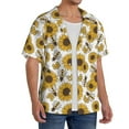 thumbnail image 4 of Fotbe Sunflowers and Bees print Short Sleeve Button Down Shirts for Men Casual Summer Beach Wrinkle Free Shirt-3X-Large, 4 of 7