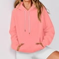 thumbnail image 4 of ITSAME Womens Hoodie, Loose Fit with Pocket Fashion Solid Color Pullover Hooded Sweatshirt Pink S, 4 of 7