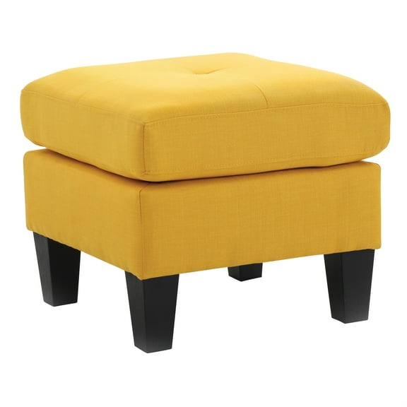 Newbury Yellow Polyester Upholstered Ottoman
