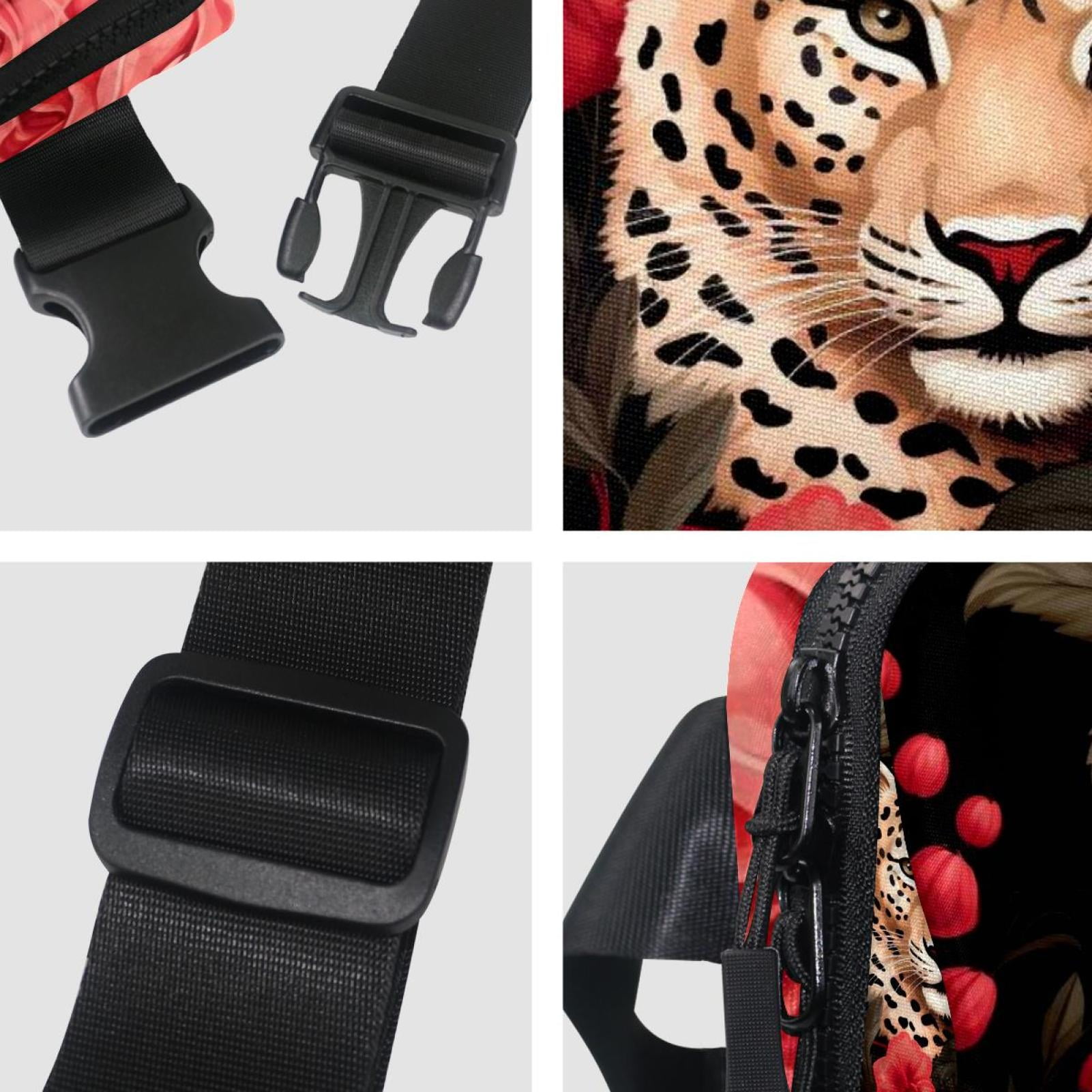 Rose Leopard Lightweight Adjustable Running Belt Bag Fanny Pack Waist Pack with Extension Strap Unisex