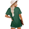 thumbnail image 2 of Nouveau T-Shirt Décontracté Col en V pour Femmes Manches Courtes Haut Ample Blouse Patchwork, 2 of 2