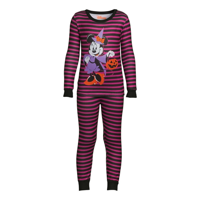 Minnie Mouse Girls Halloween Print Long Sleeve Top and Pants Pajama Set 2 Piece Sizes 4 10 Walmart
