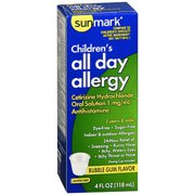 Sunmark Children's All Day Allergy Bubble Gum Oral Solution, 4 Fl. Oz.