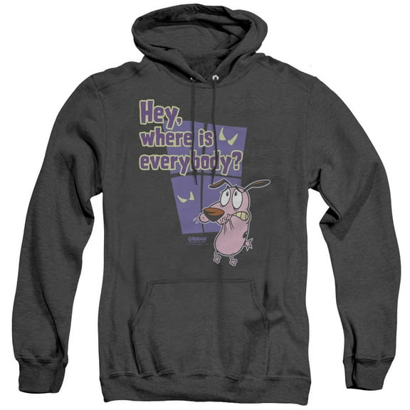 Courage The Cowardly Dog Where Is Everybody Adult Heather Hoodie Sweatshirt Black