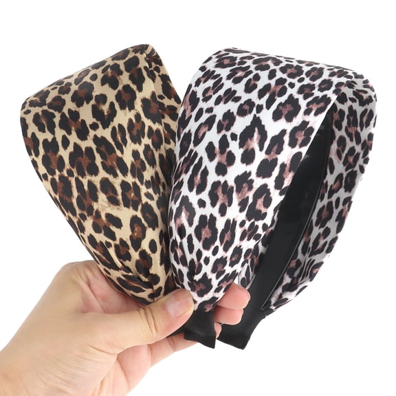 Leopard Print Headbands for Women Girls 2 Pcs Wide Headband Non Slip Headband Fashion Headbands for Women Cheetah Print Hair Accessories for Women Girls
