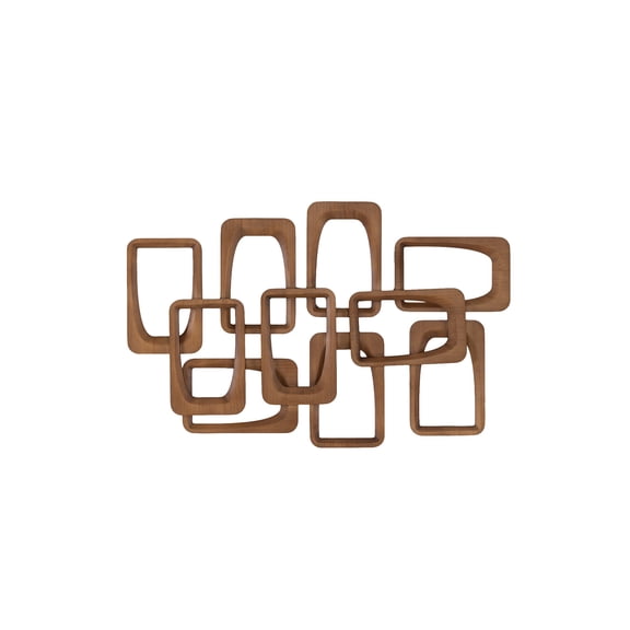 DecMode Brown Wood Overlapping Rectangles Geometric Wall Decor