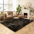 thumbnail image 2 of Phantoscope Faux Fur Area Rug, Fluffy Black Shag Carpet, Ultra Soft Machine Washable Indoor Area Rug, 3' x 5', for Living Room, Bedroom, Nursery & Kids Room, 2 of 6