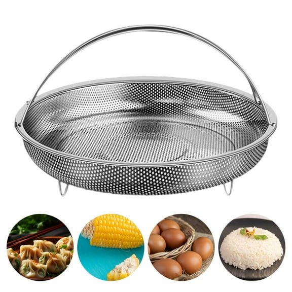 koolsoo Stainless Steel Steamer Basket Steamer Insert Rice Wash Sieve Veggie Steamer Basket for Vegetables Cooking Eggs Bun
