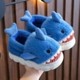thumbnail image 4 of Tisuna Little Boys Girls Plush Slippers Shark Print Soft Sole Easy On Shoes Cute Fashion Autumn Winter Kids Slippers Blue Size 3.5-4 Years, 4 of 5