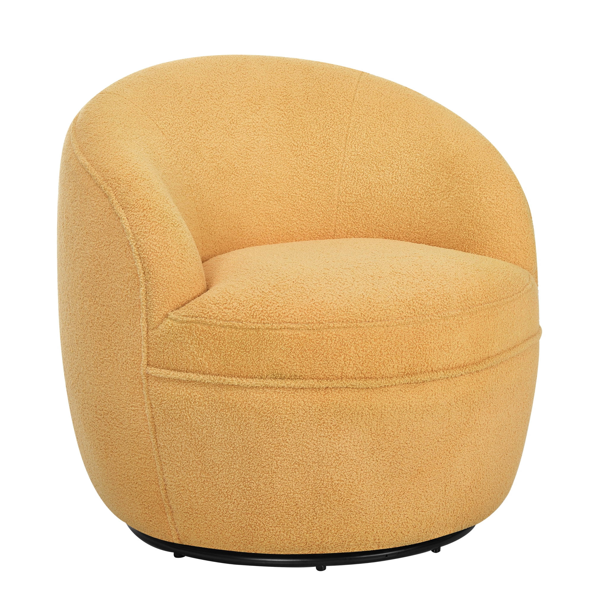 Roundhill Furniture Galleria 360 Swivel Teddy Sherpa Barrel Chair, Yellow