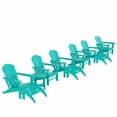 thumbnail image 2 of WestinTrends Dylan 12 Pieces Adirondack Chairs Set, All Weather Poly Lumber Outdoor Seating Patio Conversation Set, Seashell Curved Slat Backrest Garden Lawn Deck Fire Pit Chairs, Turquoise, 2 of 7
