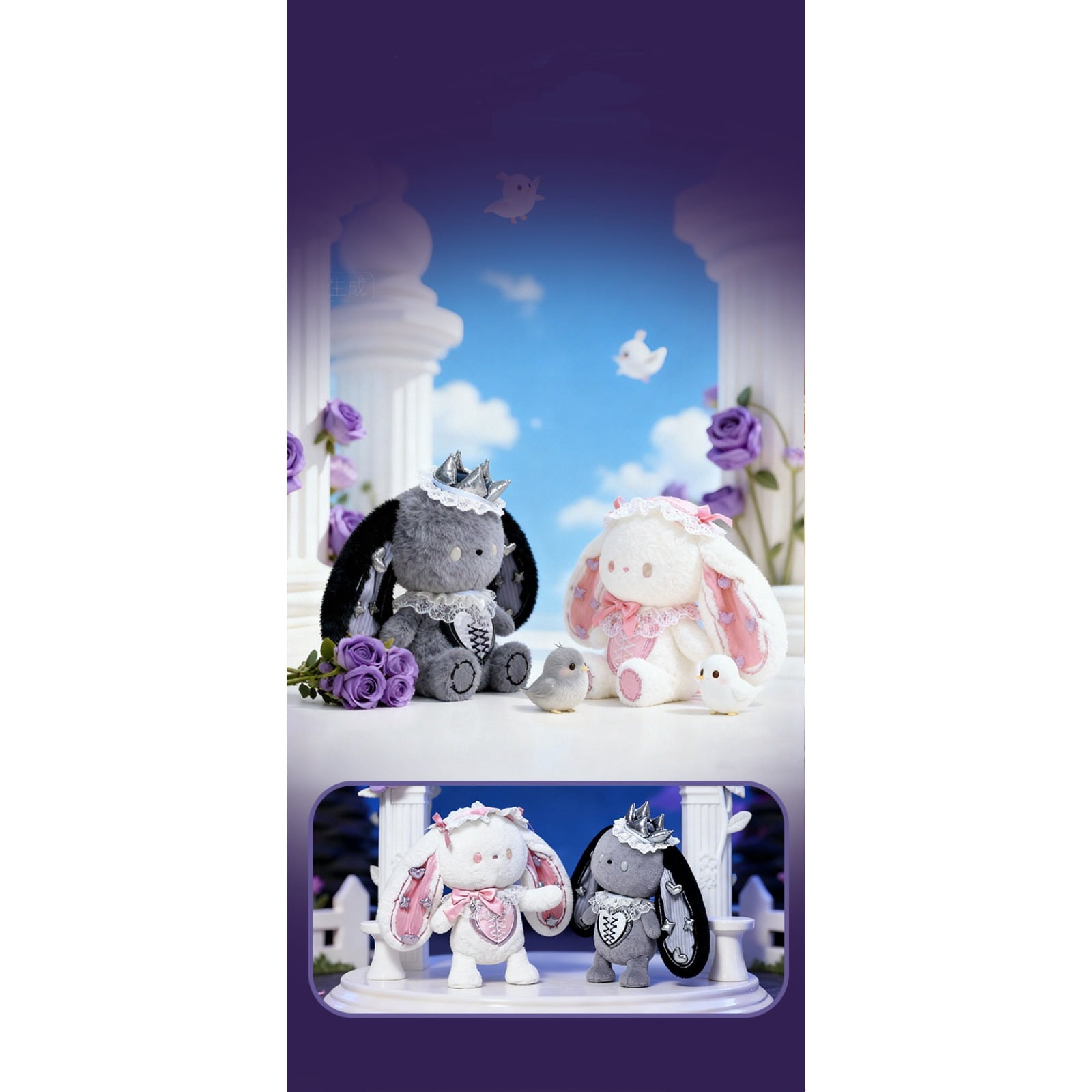 Cute King Rabbit Plush Toy Soft Stuffed Bunny Doll Crown Bunny Plush Gift