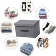 thumbnail image 6 of Casewin Collapsible Storage Boxes 2 Pack, Linen Fabric Storage Baskets Washable with Lids and Leather Handle, for Home Bedroom Closet Office, (Grey), 6 of 7