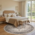 thumbnail image 4 of Toyoso 8x8 Round Washable Area Rug Large Traditional Medallion Luxury Grey Brown Circle Rug Machine Washable For Living Room Dining Room Family Room, 4 of 9