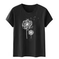 thumbnail image 4 of Blouses pour Femmes, Mode Féminine Imprimé Manches Courtes Blouse Drôle Col Rond T-Shirt Tops, 4 of 5