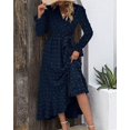 thumbnail image 6 of FreshPretty Womens Boho Cocktail Maxi Dress Fall Fashion V Neck Long Sleeve Swiss Dot Flowy Slit Wedding Guest Dresses, 6 of 6
