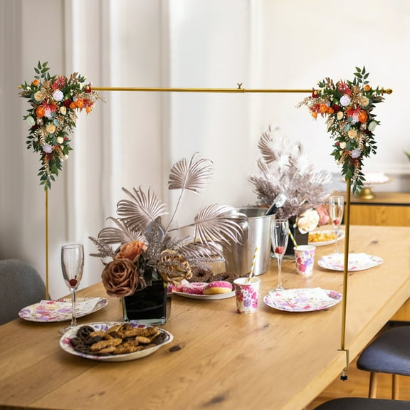Gold Metal 3.28ft Tall Over the Table Rod Stand, Adjustable Gold Metal Table Arch Stand, Table Clamp Stand