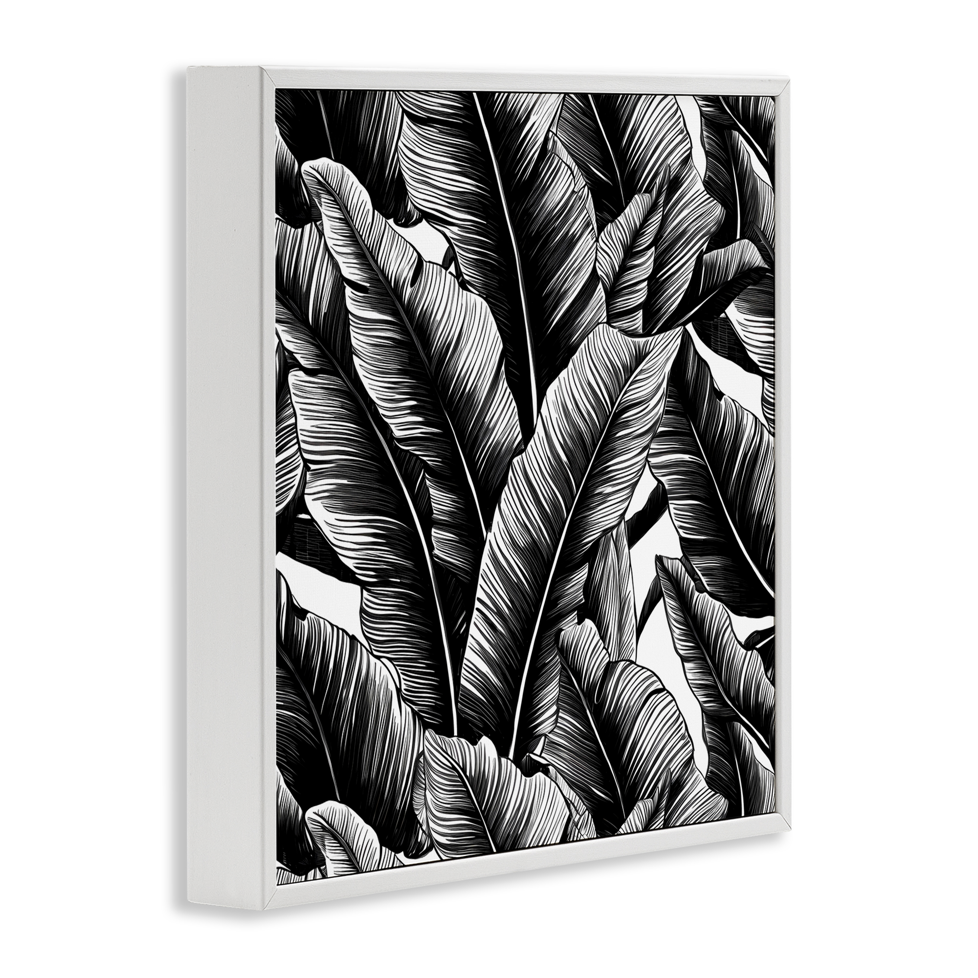 Stupell Industries Black Bold Fronds Botanical & Floral Painting White Framed Art Print Wall Art, 12 x 12