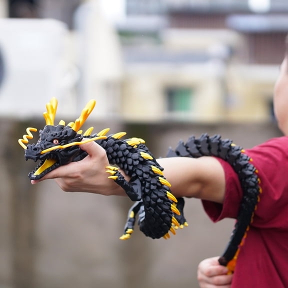 47.5inch 3D Printed dragon,Flexible Joint Animal lacertid Figurines,Realistic Eyes, Home Office Decor,Fidget Toy for Adults Teens Boy Festival Gifts