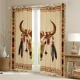 thumbnail image 2 of Manfei Farm Bull Skull Black Out Curtains,Rustic Farmhouse Cabin Curtains Pack of 2 (42x63 Each),Boho Bohemian Style Bedroom Curtains For Men Women,Ultra Soft Home Decor, 2 of 6