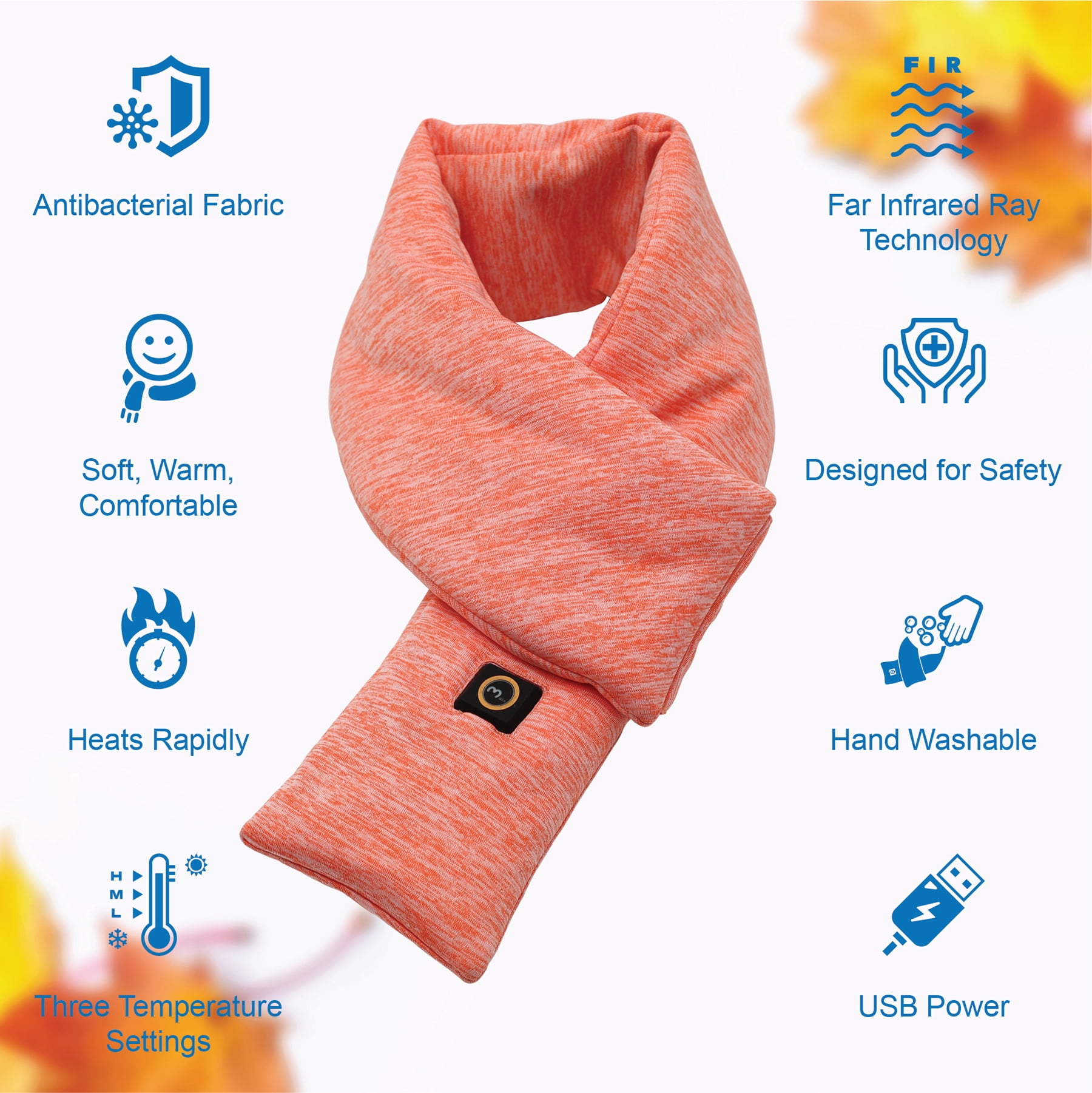 Omats USB-Powered Heated Neck Warmer, Stylish Thermal Neck Wrap for Men and Women, Easy to Use, Three Heat Levels, Far Infrared Ray Heating Technology
