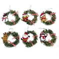 thumbnail image 1 of Corona navideña artificial preiluminada, decoración de corona navideña para puerta con Papá Noel, bayas rojas flocadas, piña, para puerta de entrada, decoración para el hogar al aire libre, 1 of 6