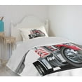 thumbnail image 4 of Ambesonne Truck Quilted Bedspread Set 2 Pcs, American Flag Motif Hood, Twin Size, Red White Blue, 4 of 6