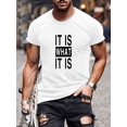 thumbnail image 1 of Letter Print, Men's Graphic Design Crew Neck T-shirt, Casual Comfy Tees Tshirts For Summer, Men's Clothing Tops For Daily Vacation Resorts, 1 of 5