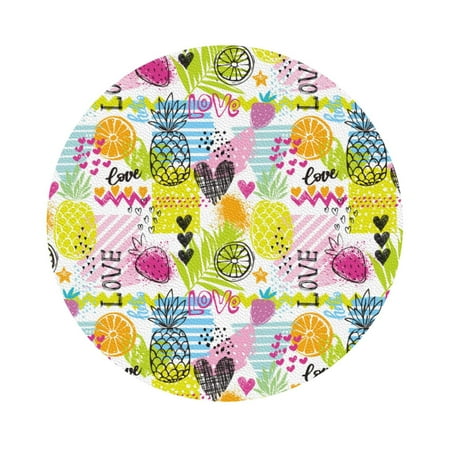 

Pofeuu Tropical Pineapples Print Leather Coasters Set of 6 Round Cups Mugs Mat Pad for Home Kitchen Heat Resistant Drink Coasters Round Shape