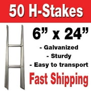 50 Quantity H-stakes for Political Campaigns or Real Estate metal Lawn Yard Sign 6 x 24