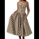 thumbnail image 3 of Vestido Elegante con Corsé para Mujer, Vestido Midi con Tirantes, Escote Bajo, Plisado y Fluido, Vestido de Fiesta con Bustier. Cuadros S, 3 of 7