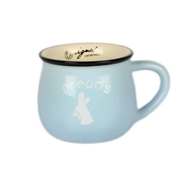 Bewildely Taza de agua de cerámica con patrón de animales para el desayuno, contenedor de comida para el vientre grande, taza de cerámica para café con Utensilios de cocina Cielo azul Bewildely HA081330-08