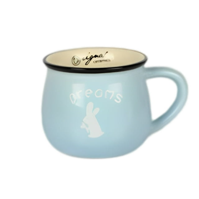 Bewildely Taza de agua de cerámica con patrón de animales para el desayuno, contenedor de comida para el vientre grande, taza de cerámica para café con Utensilios de cocina Cielo azul Bewildely HA081330-08