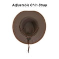 thumbnail image 5 of Gustave Western Cowboy Cowgirl Hat for Women Men PU Leather Vintage Wide Brim Outback Sun Hat with Chin Strap for Outdoor Hiking - Black, 5 of 6