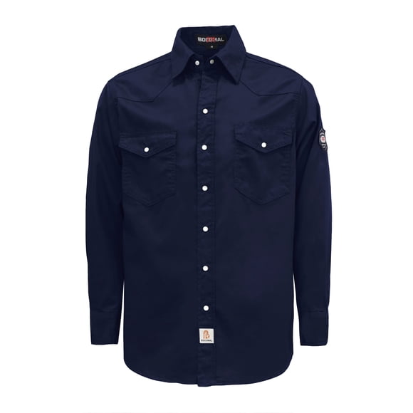 BOCOMAL FR Camisas para hombres 6.25 oz Camisa ligera de soldadura resistente a las llamas Camisa ignífuga para hombres azul marino
