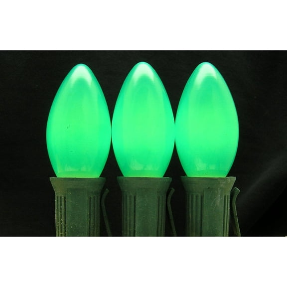 25 Pack 7 Watt C9 Ceramic Green Incandescent Light Bulb, Intermediate Base