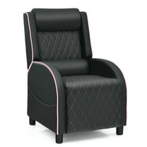 Giantex Massage Gaming Recliner Chair, PU Ergonomic Single Sofa w/Headrest, Lumbar Support, Racing Style, Reclining Home Theater Seating, Pink