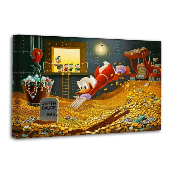 Scrooge McDuck Swimming In Money Posters Wall Art Painting Canvas Gift Living Room Prints Bedroom Decor Poster Artworks 16x24inch(40x60cm)