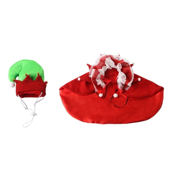 DGMIOCS Pet Christmas with Hat, Dog Halloween Clothes Cosplay Cloak for Small Puppy Kitten Animal, Cat Outfit Suit for Party Holiday