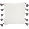 thumbnail image 2 of Mina Victory Life Styles Cotton Braided Stripes Tassels Throw Pillow in Gray, 2 of 5