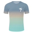 thumbnail image 6 of Lycaql Big and Tall Shirts for Men Gradient Print Vacation Top T Shirt Men's Casual Crew Neck Male Summer Beach Gradient Print T Shirt Blouse Short Sleeve O Neck Tops T Shirt(Light Green,M), 6 of 6