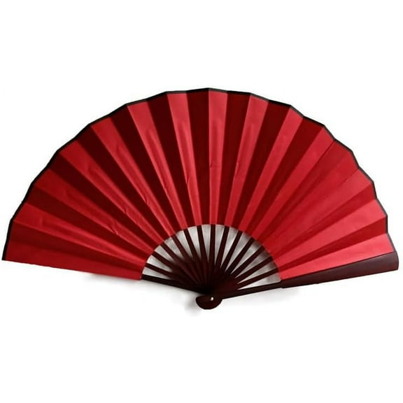 Hukai Boots on The Ground Fans Largefold Fans, Line Dance Popping Fan, Decorative Folding Fans, Chinese Vintage Retro Fabric Fans, for Performance, Dance, Wedding, Party & Gift ﻿ (Red)