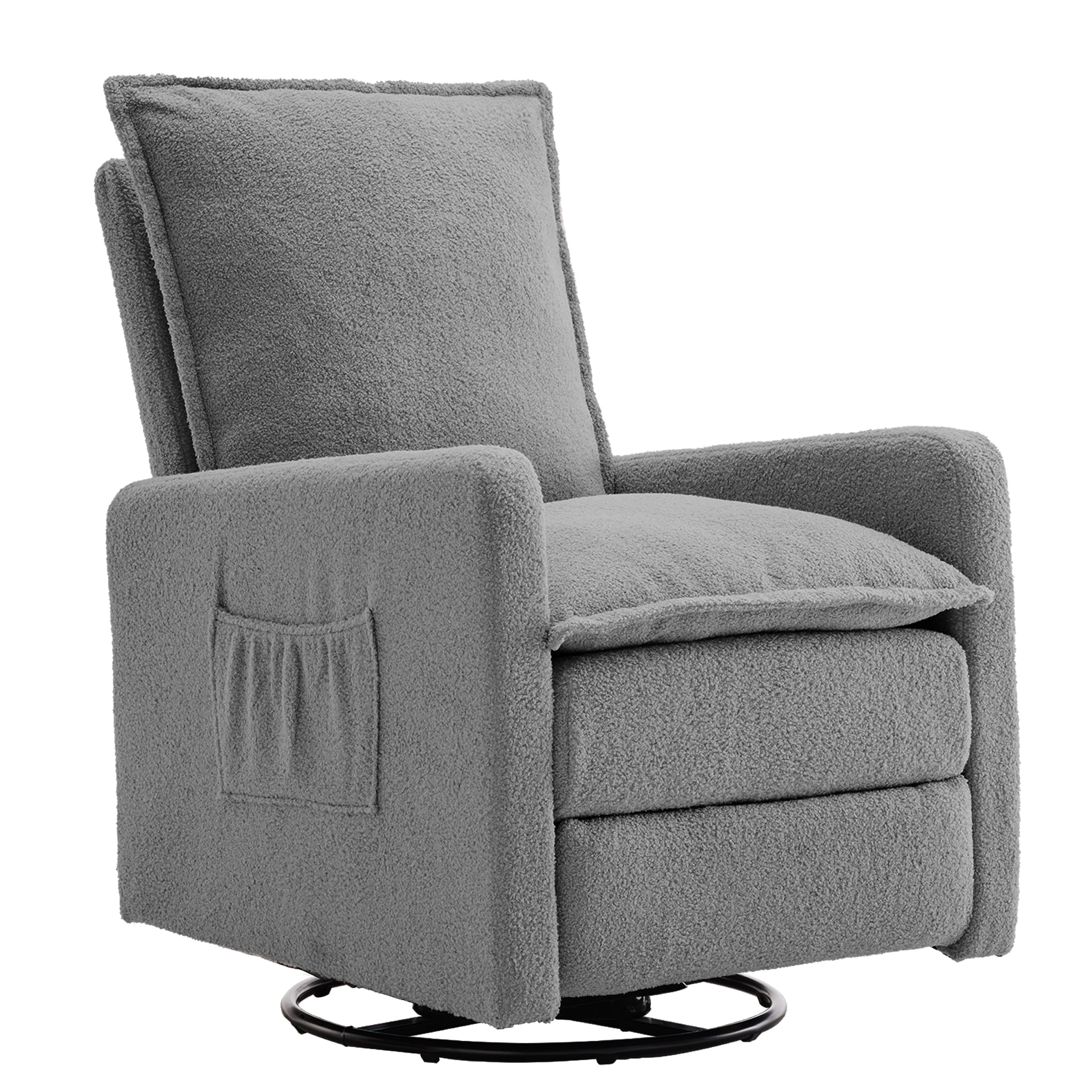 Gelloan Upholstered Swivel Glider and Recliner Nursery Chair,Grey